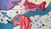 Öğrenciler okul duvarlarına deniz canlılarını resmetti