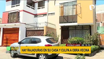 Pueblo Libre: vecina denuncia daños en su vivienda por construcción aledaña