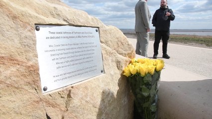 Unveiling of plaque to remember sea wall engineer Mike Pomfret