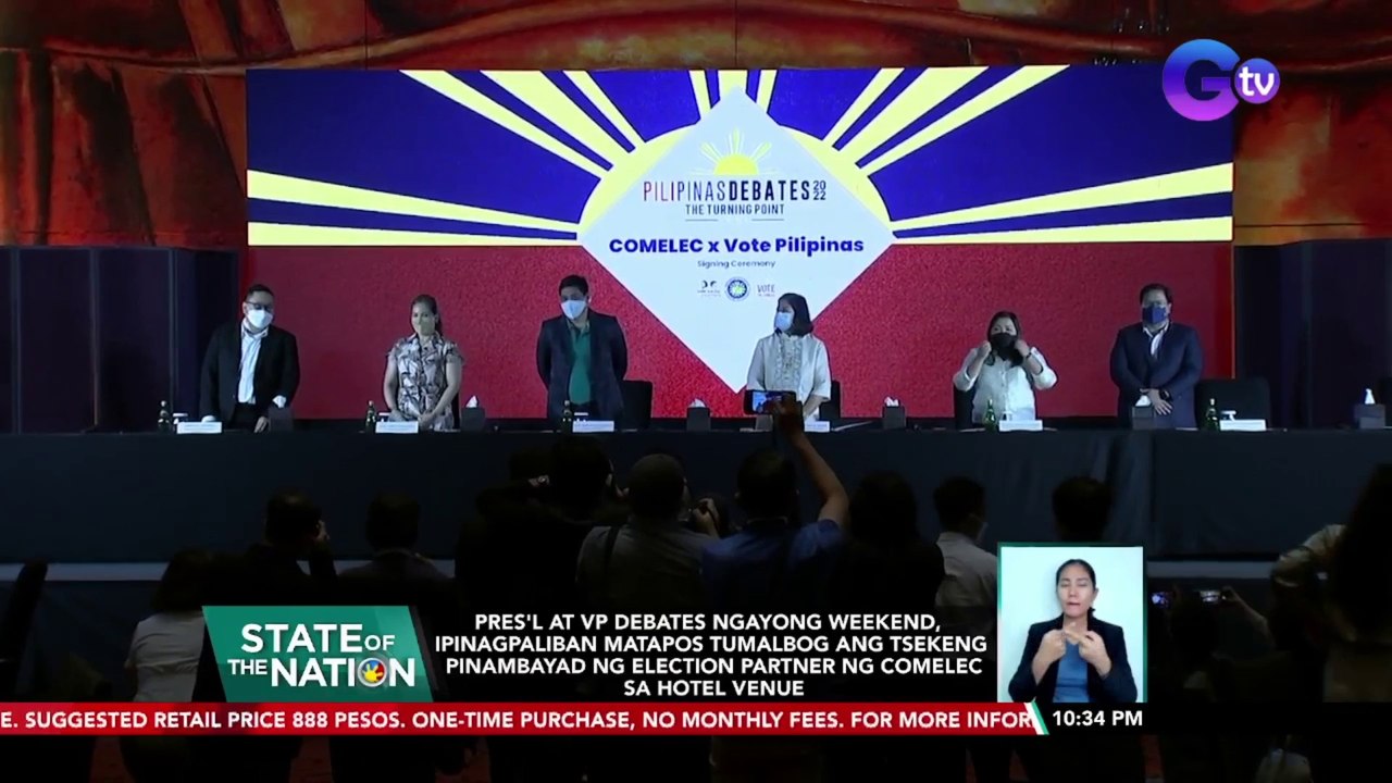 Pres'l at VP debates ngayong weekend, ipinagpaliban matapos tumalbog ang tsekeng pinambayad ng election partner ng COMELEC sa hotel venue | SONA