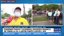 ¡No hay paso! Exigiendo pagos y acuerdos, Docentes Proheco se toman la CA-13 entre Puerto Cortés y SPS