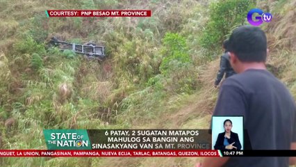6 patay, 2 sugatan matapos mahulog sa bangin ang sinasakyang van sa Mt. Province | SONA