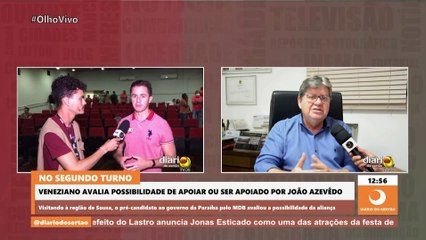 Veneziano avalia possibilidade de apoiar ou ser apoiado por João Azevêdo no segundo turno
