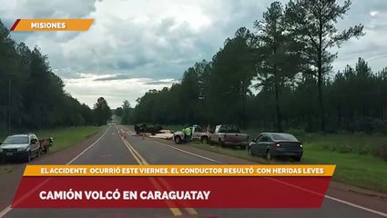 Camión volcó en Caraguatay