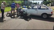Carro e moto colidem no Alto Alegre e mulher fica ferida