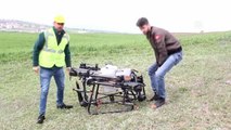 Havzalı çiftçi deneme amaçlı tarlasını zirai drone ile ilaçladı