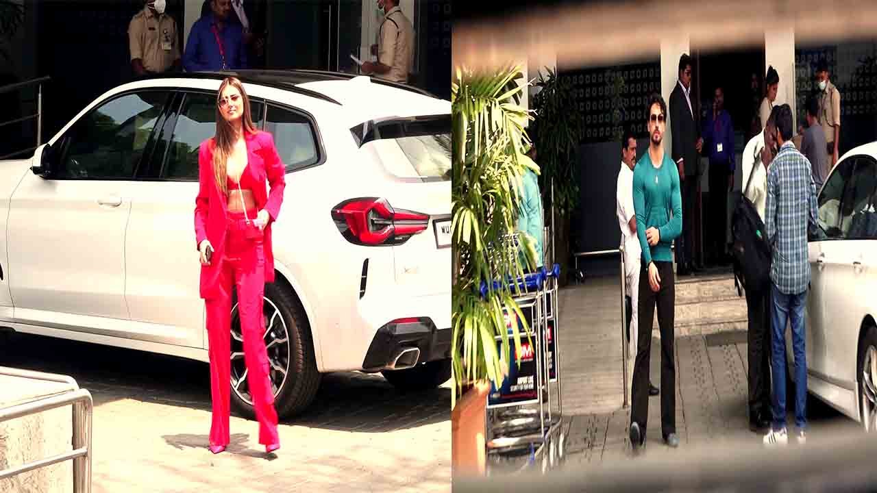 Tara Sutaria Tiger Shroff अपनी फिल्म Heropanti 2 के दूसरे ट्रेलर लॉन्च के लिए निकले यहां | FilmiBeat