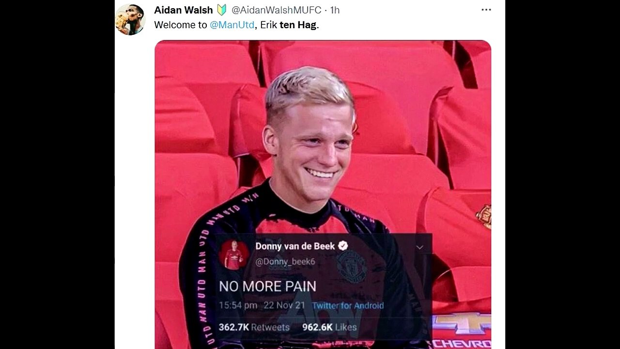 FOOTBALL WORLD REACTS AS MANCHESTER UNITED ANNOUNCE ERIK TEN HAG AS NEW MANAGER! [DONNY VAN DE BEEK]