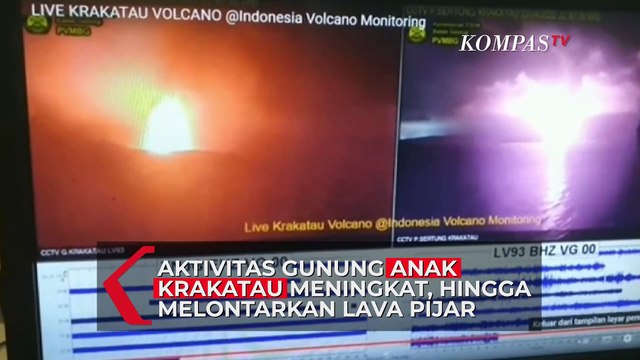 Berstatus Level 2! Gunung Anak Krakatau Lontarkan Erupsi Lava Pijar
