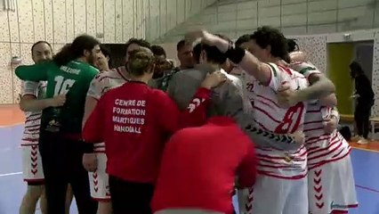 Images maritima: la joie du Martigues Handball après son succès contre Bagnols