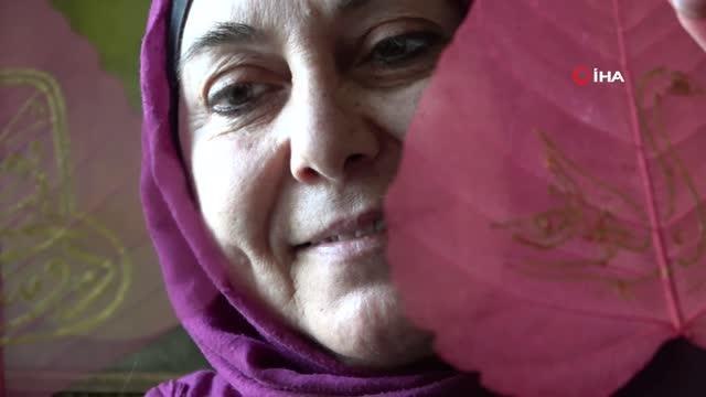 Kurumuş yaprakları sanat eserine dönüştürüyor