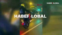 Beşiktaş'ta bir motosiklet sürücüsü herkesin hayatını tehlikeye attı