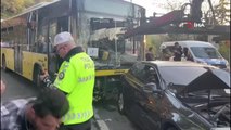 Sarıyer'de freni boşalan İETT otobüsü 16 araca çarparak durabildi