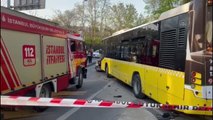 Sarıyer'de şoförü indikten sonra hareket eden İETT otobüsü 15 araca çarptı