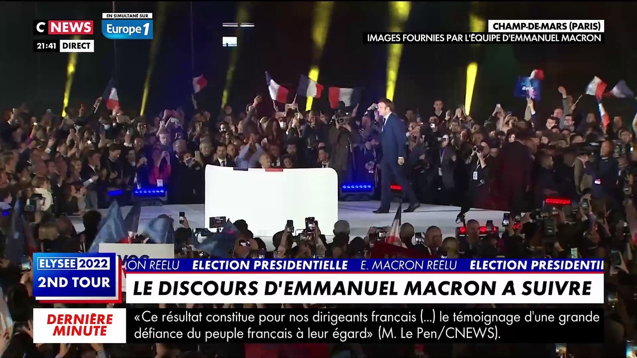 Présidentielle - Regardez l'intégralité du discours d'Emmanuel Macron sur le Champ-de-Mars après sa réélection : "Je ne suis plus le candidat d'un camp, mais le président de toutes et tous"