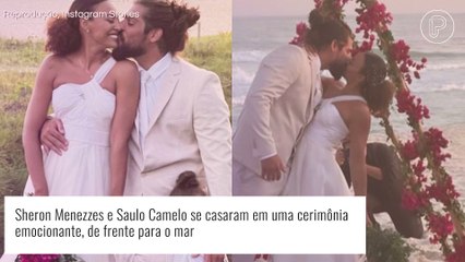 Casamento de Sheron Menezzes tem lágrimas, pé na areia e festa de frente para o mar. Veja!
