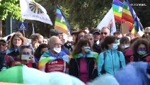 Marcha por la paz en solidaridad con Ucrania entre Perugia y Asis