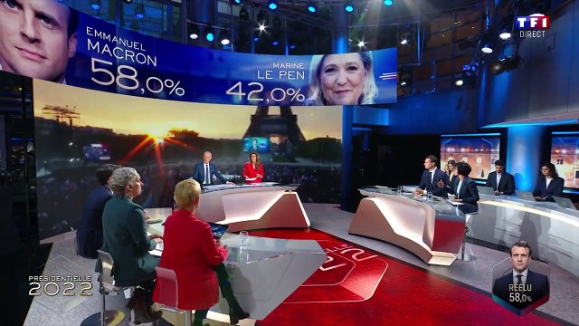 Rachida Dati s'agaçant de l'intervention d'Anne-Claire Coudray lors de la soirée électorale du second tour des présidentielles qui a vu la nouvelle victoire d'Emmanuel Macron
