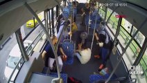 Otobüsteki kadın kabusu yaşadı... Dehşet anları anbean kamerada