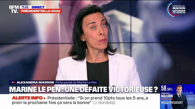 Alexandra Masson, porte-parole de Marine Le Pen: Nous sommes très satisfaits de ce beau résultat, c'est un vrai message d'espoir