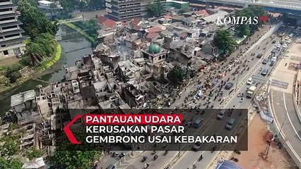 Pantauan Udara Kerusakan Pasar Gembrong Usai Kebakaran