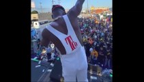 Antonio Brown dances to his music but the crowd barely reacts