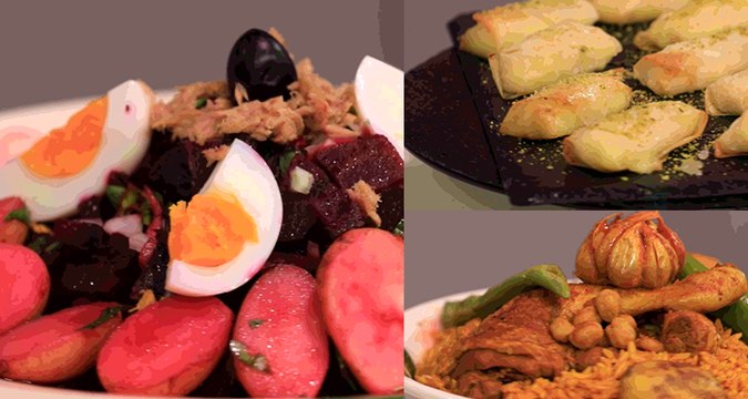 Chorba à la vapeur au poulet, salade betterave, Briket Hlib - koujinetna haka EP 24