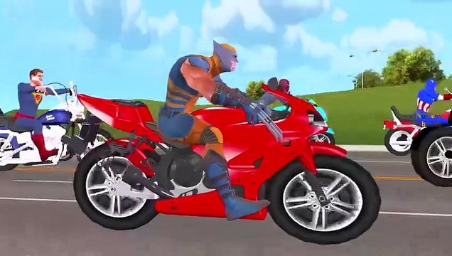 Bike Racing Videos For Children By Spiderman Ironman Hulk Batman Superman Cartoons