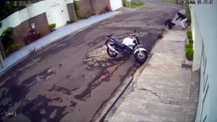 Il tente de voler la moto d'une femme mais tombe sur beaucoup plus de résistance que prévu