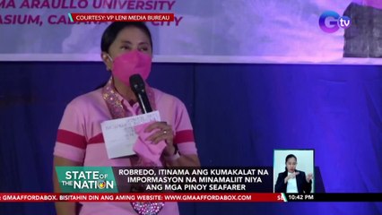 Robredo, itinama ang kumakalat na impormasyon na minamaliit niya ang mga pinoy seafarer | SONA