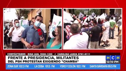 ¡Plantón! Militantes del PSH exigen “chamba” a la presidenta Xiomara Castro