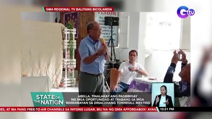 Abella, tinalakay ang pagbibigay ng mga oportunidad at trabaho sa mga mamamayan sa dinaluhang townhall meeting | SONA