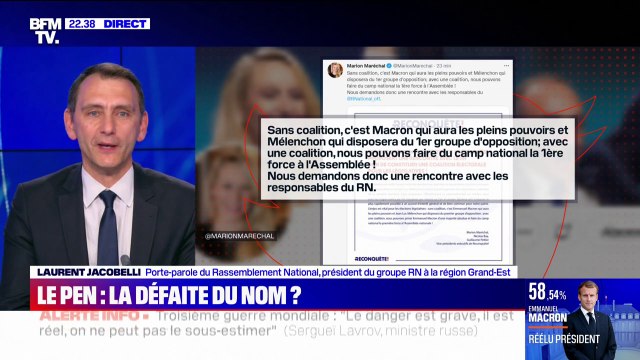Laurent Jacobelli (@ljacobelli) assure que le RN refuse pour le moment une alliance avec Reconquête pour les législatives