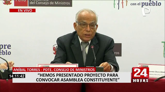 Aníbal Torres en conferencia de prensa: Asamblea no implica el cierre del Congreso ni del Ejecutivo
