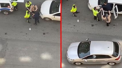 Ceza yiyince deliye döndü! Öfkeli sürücü trafik polisine teke tek kavga çağrısı yaptı