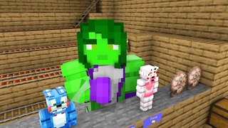 Monster School  - HUGGY WUGGY and BABY ZOMBIE GIRL - Minecraft Animation