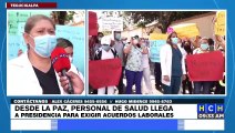 ¡Frente a Presidencial! Personal sanitario de La Paz protesta exigiendo plazas laborales