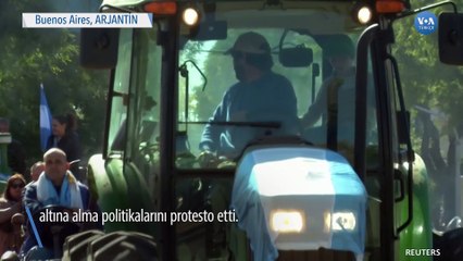 Arjantin'de Çiftçilerden Traktörlü Protesto