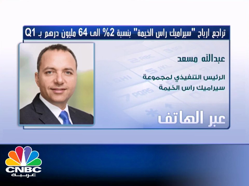 مسعد لـ CNBC عربية: سيراميك رأس الخيمة حققت نتائج ايجابية خلال الربع الأول