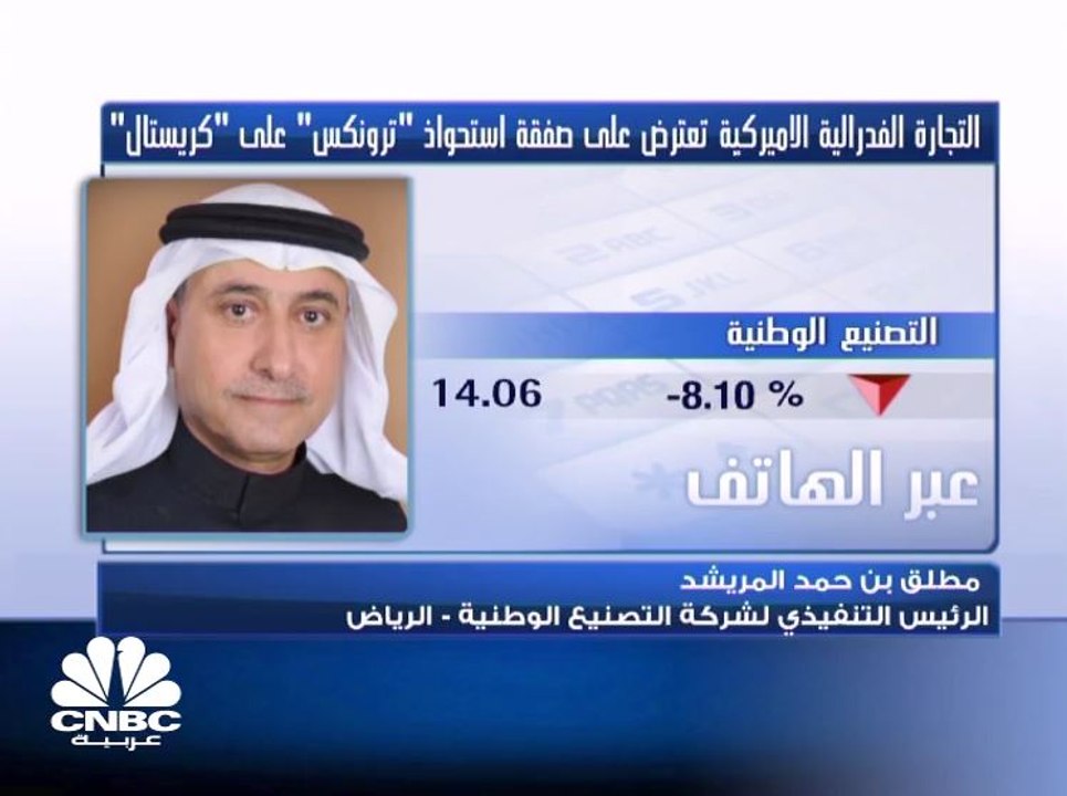 الرئيس التنفيذي لشركة التصنيع الوطنية لـ CNBC عربية :لا تأثير على التصنيع جراء اعتراض الـ FTC  على صفقة ترونكس وكريستال