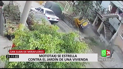 SJM: Mototaxi se estrella contra fachada de vivienda