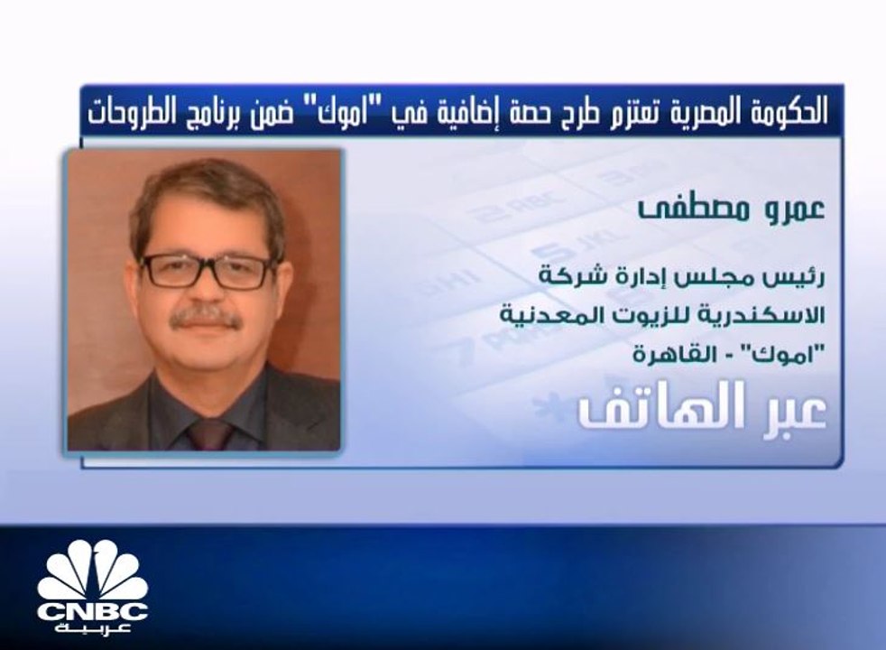 رئيس مجلس إدارة "أموك" المصرية لـ CNBC عربية: نرجح طرح النسبة الإضافية من الشركة ضمن برنامج الطروحات خلال الربع الأخير 2018