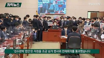 [자막뉴스] '검수완박법' 심야 법사위 통과…육탄전 속 민주당 단독 처리