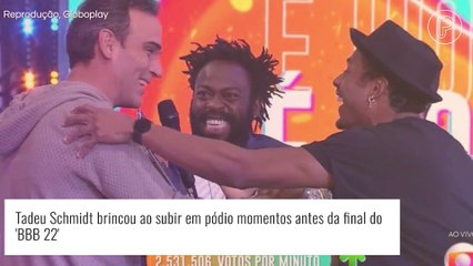 Com choro na final do 'BBB 22' e foto no pódio, Tadeu Schmidt viraliza: 'Vitória gigantesca'