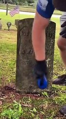Cleaning a Veteran's Headstone