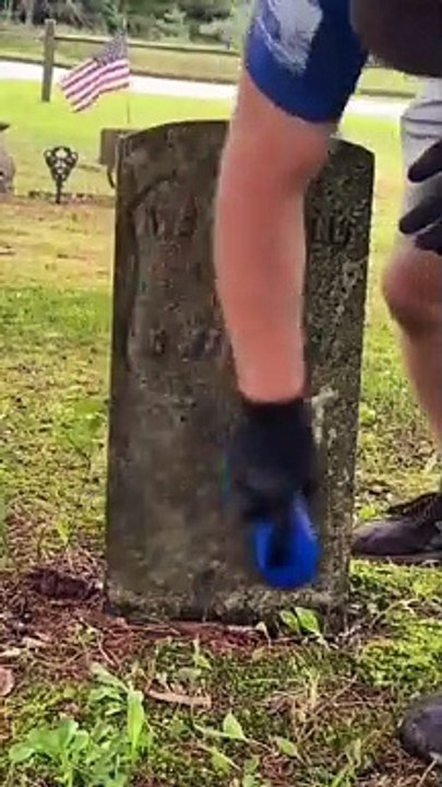 Cleaning a Veteran's Headstone