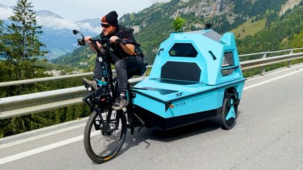 The BeTriton is a fully electric all-in-one camper, boat, and trike