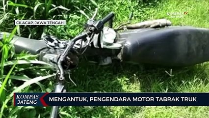 Mengantuk, Pengendara Motor Tabrak Truk