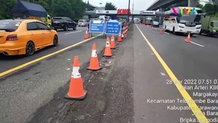 Pantauan Arus Mudik Tol Japek, Jalur Contra Flow Ditutup