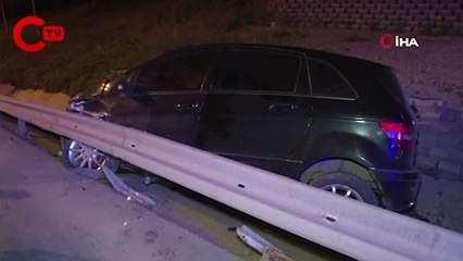 TEM otoyolunda kontrolünü kaybeden sürücü su kanalına uçtu